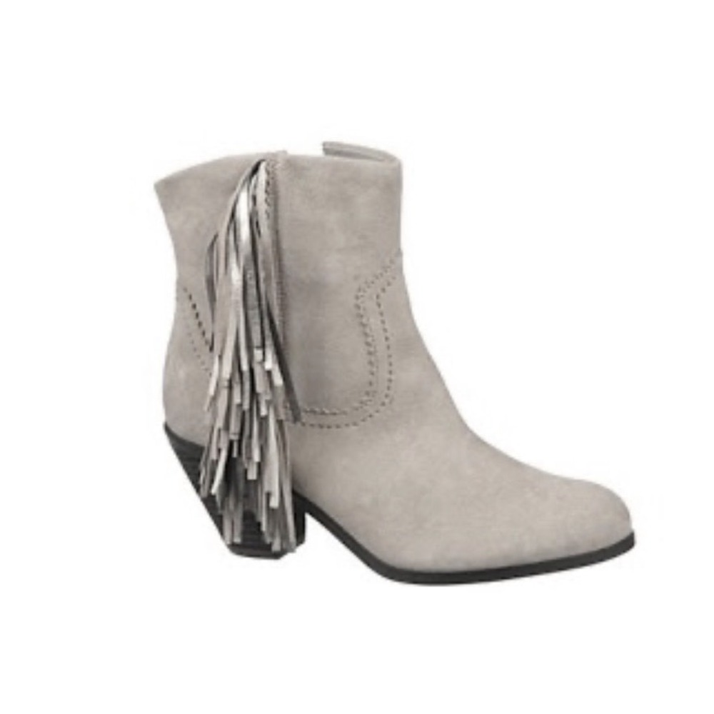 Sam Edelman Grey Suede Fringe Ankle Boots Western Pointed Toe Block Heel Size 10 - Picture 6 of 6